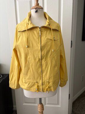 LAL Live a Little Yellow Zip Up Jacket Size XL